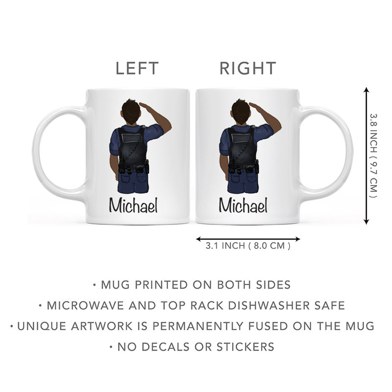 Tasse à café personnalisée, Brun / noir, homme, agent de police 27, Oui