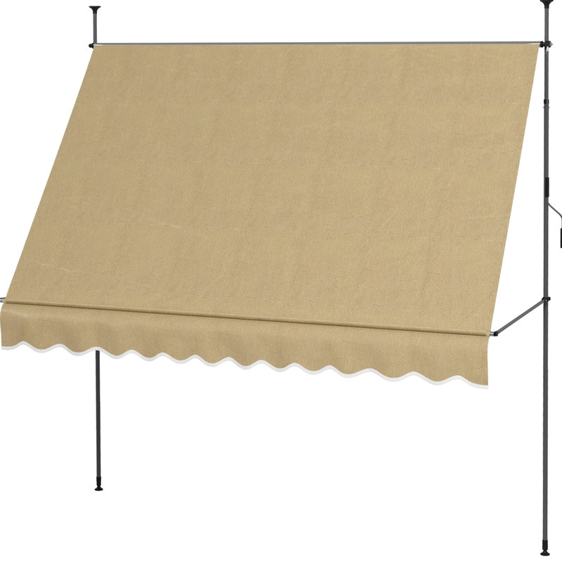 Versatile Retractable Patio Awning For Outdoor Comfort And Protection, 118" H x 118" W x 47.3" D, Beige