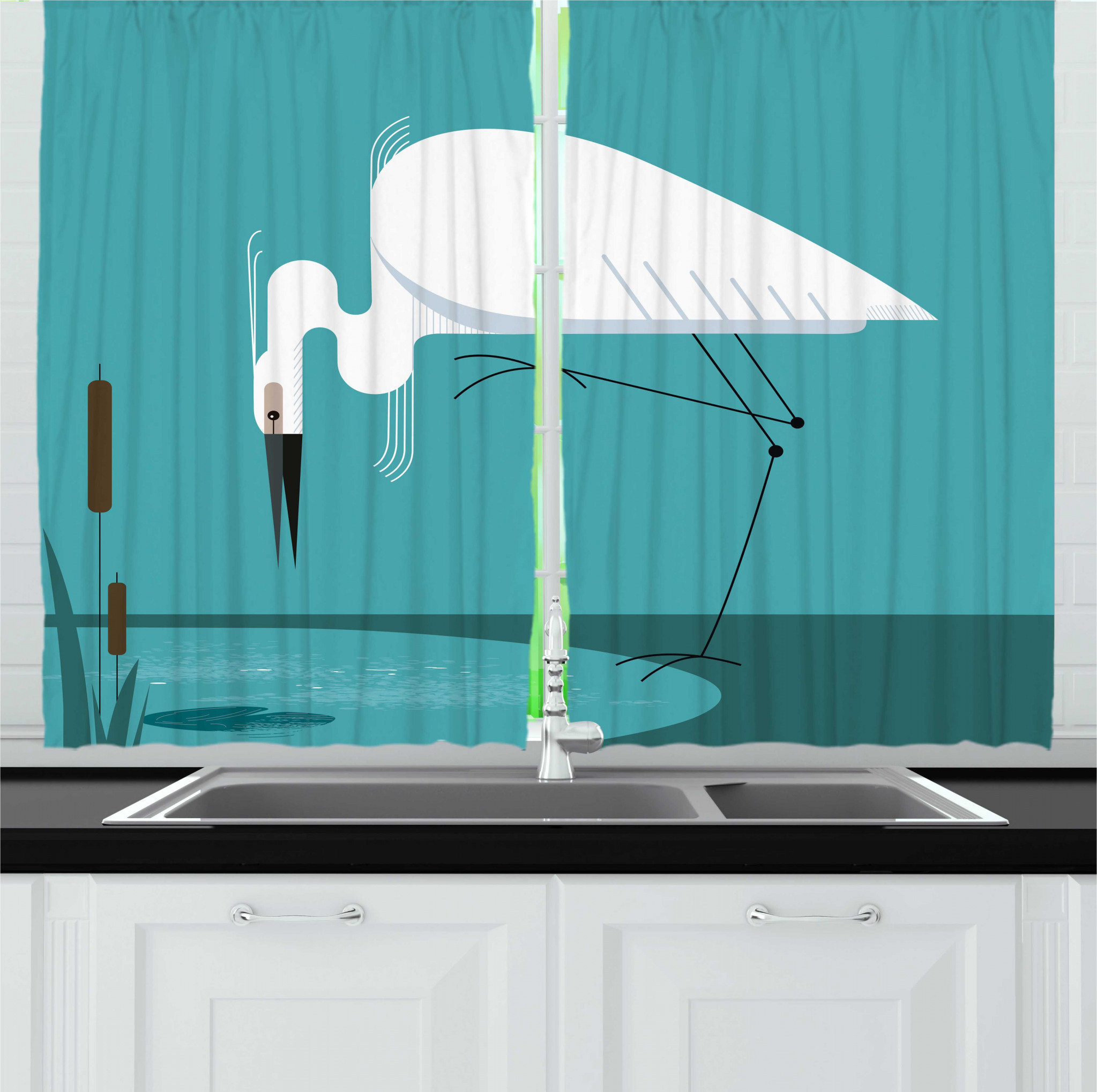 East Urban Home Ruffled 55'' W Kitchen Curtain in Wayfair