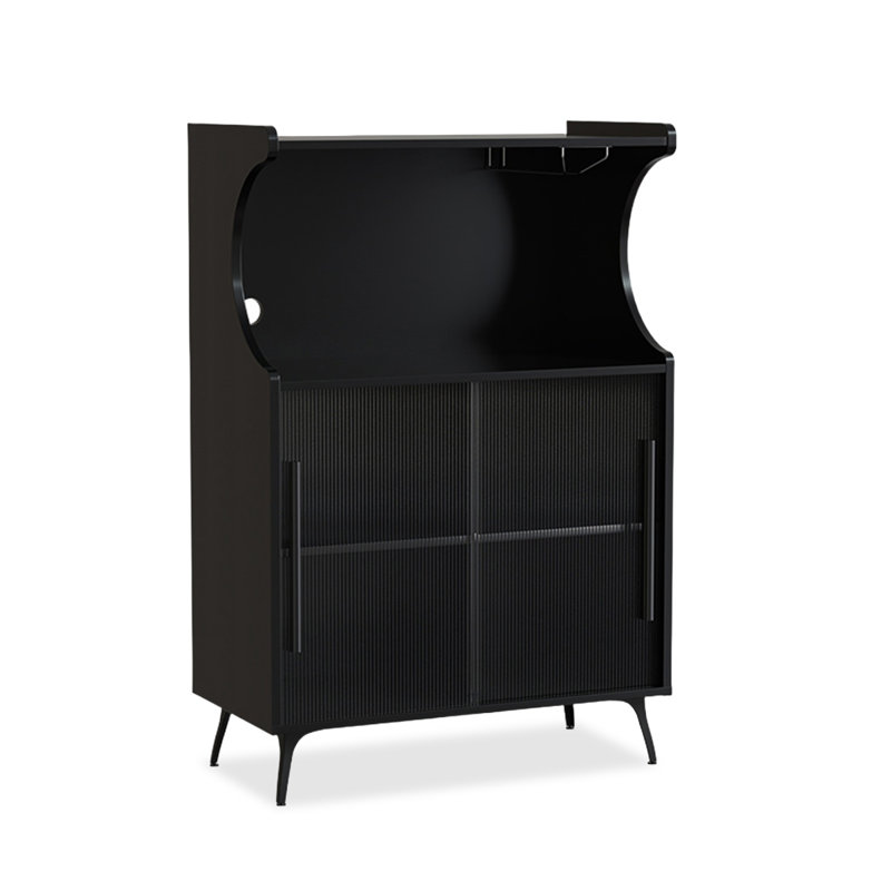 Buffet en bois manufacturé noir, H 47,24 po x l 27,56 po x P 15,75 po, Noir