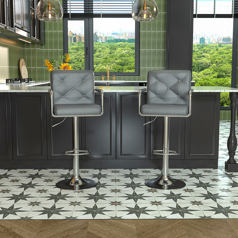 Tabouret de bar Ashelyn, gris, 2 pièces