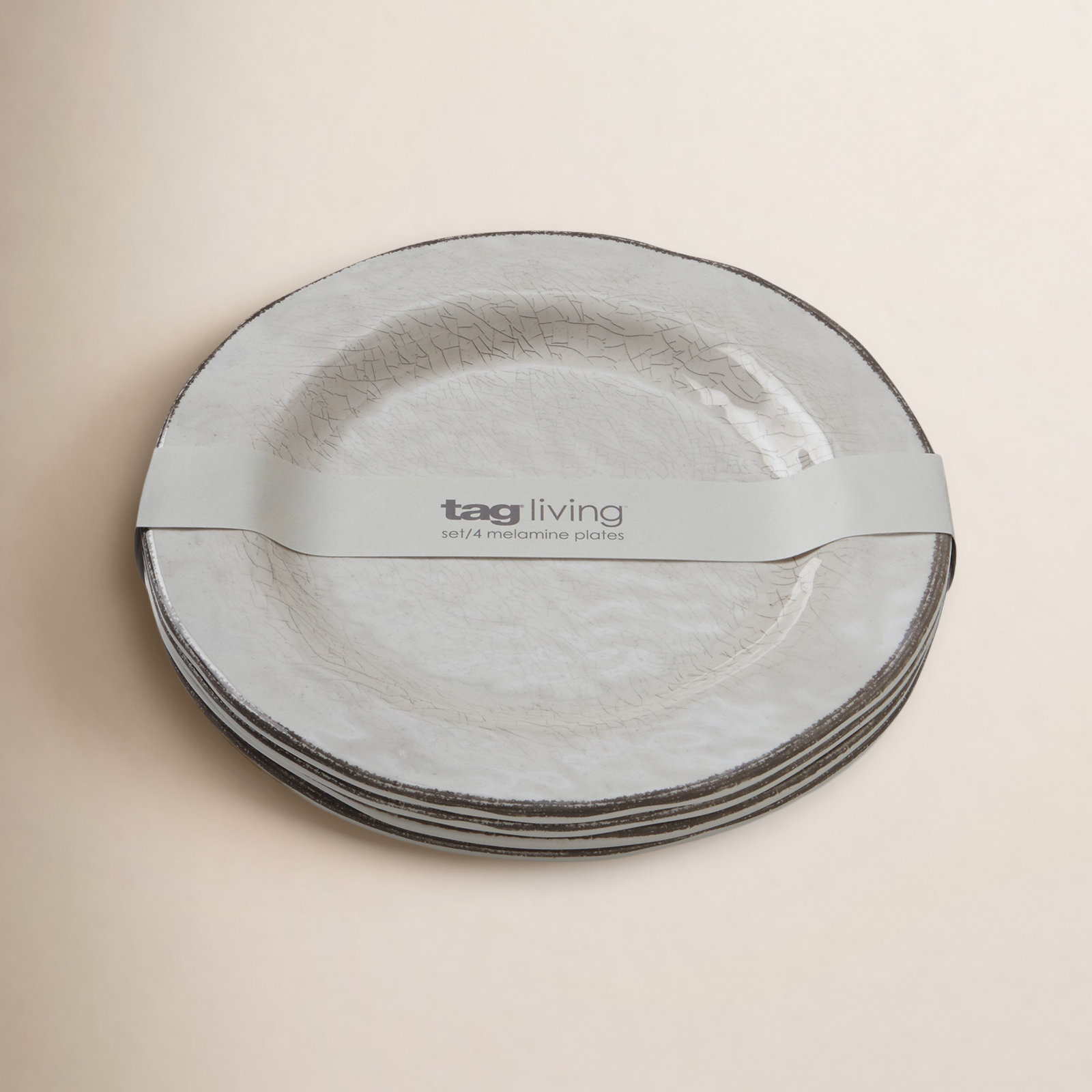 Veranda Melamine Salad Plate Set Of 4, Light Gray, 0.5" H x 9" L x 9" W