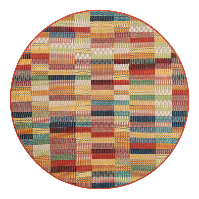Striped Indoor / Outdoor Rug, Round 6'1"