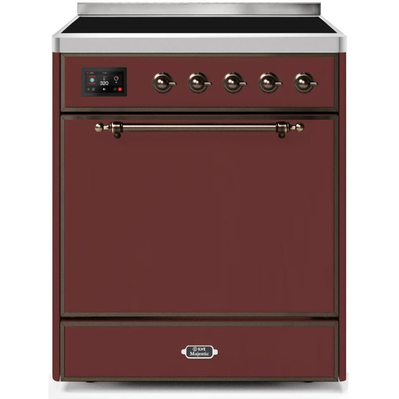 ILVE Majestic II 30 in Induction Range, Burgundy/Bronze
