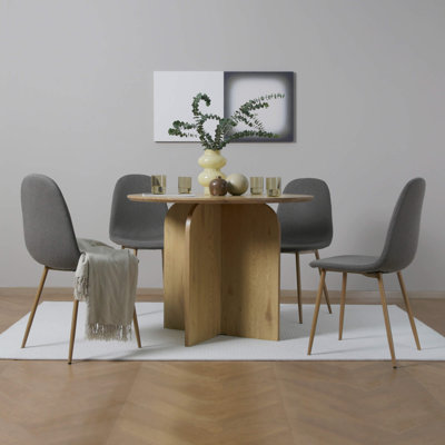 Linen Blend Upholstered Metal Side Chair
