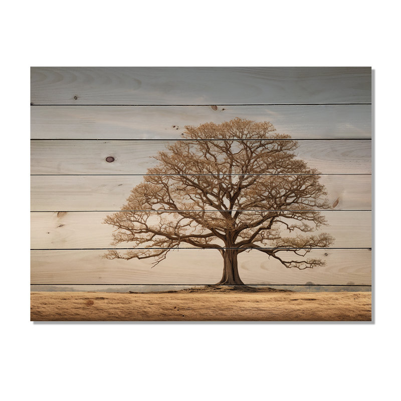 Contour des chênes bruns - art en bois de chêne sur bois de pin naturel, H 24 po x l 32 po