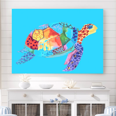 «Mahesh Cute Colorful Sea Turtle», impression sur toile tendue