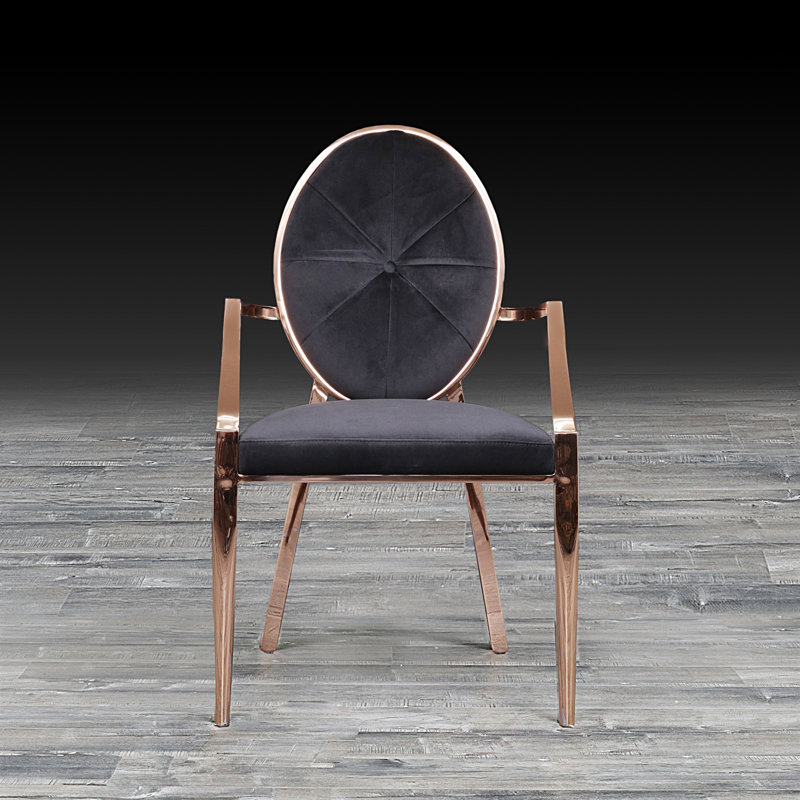 Teagan 18.5'' H Tufted Velvet Upholstered Armchair, Black, Gold
