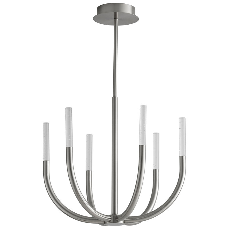 Lustre géométrique unique à 6 lumières Aldina, Nickel satiné