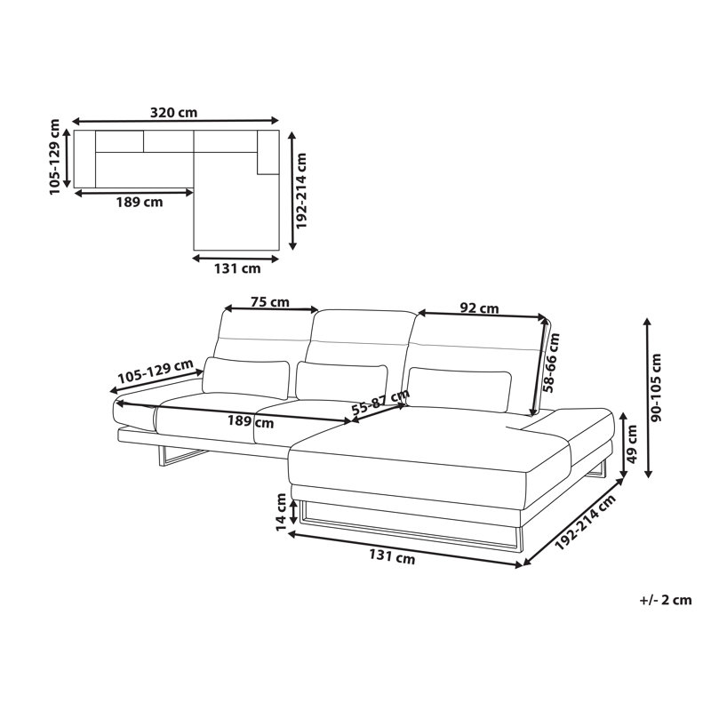 IKAST 4 Seater Reclining Sofa & Chaise, Taupe