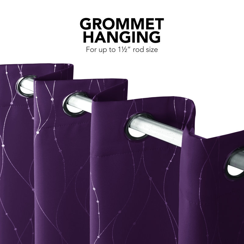 Room Darkening Curtain Pair, 38" W x 84" L, Purple