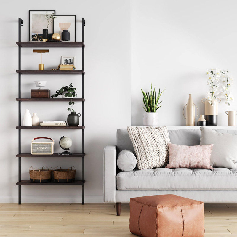 Vallon Ladder Bookcase, Nutmeg/Black