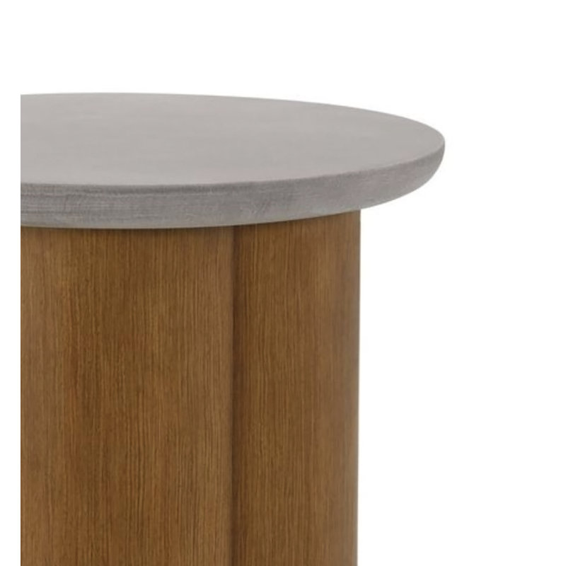 Table de bout en faux béton et finition noyer