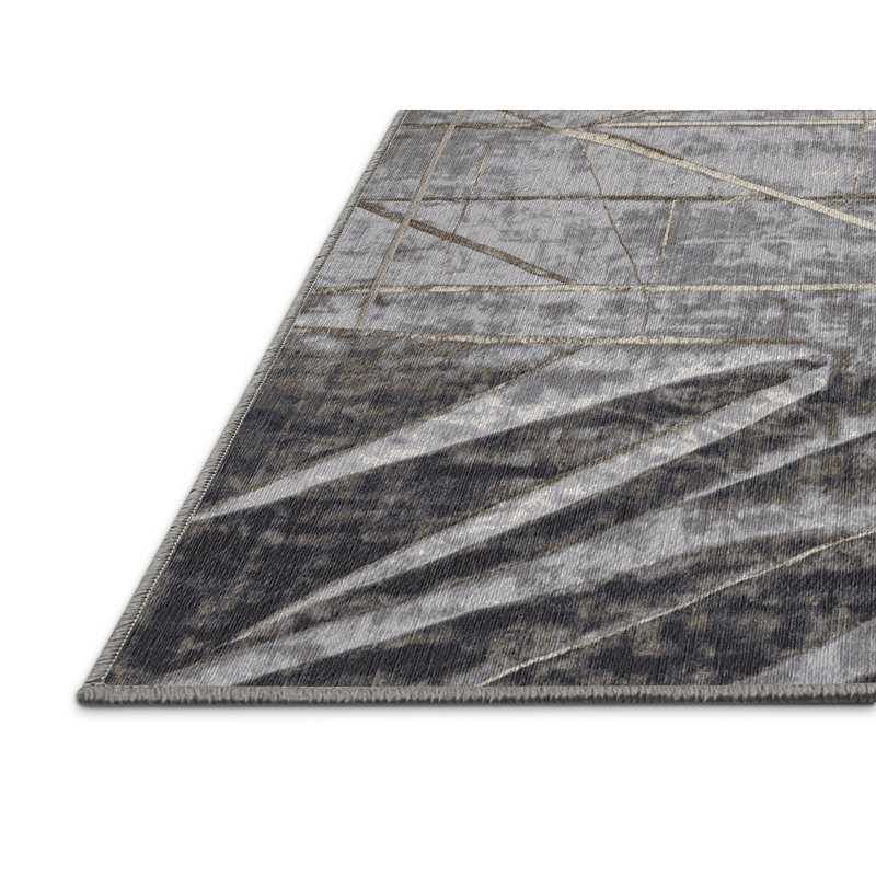 Machine Washable Gray Area Rug, Square 6'