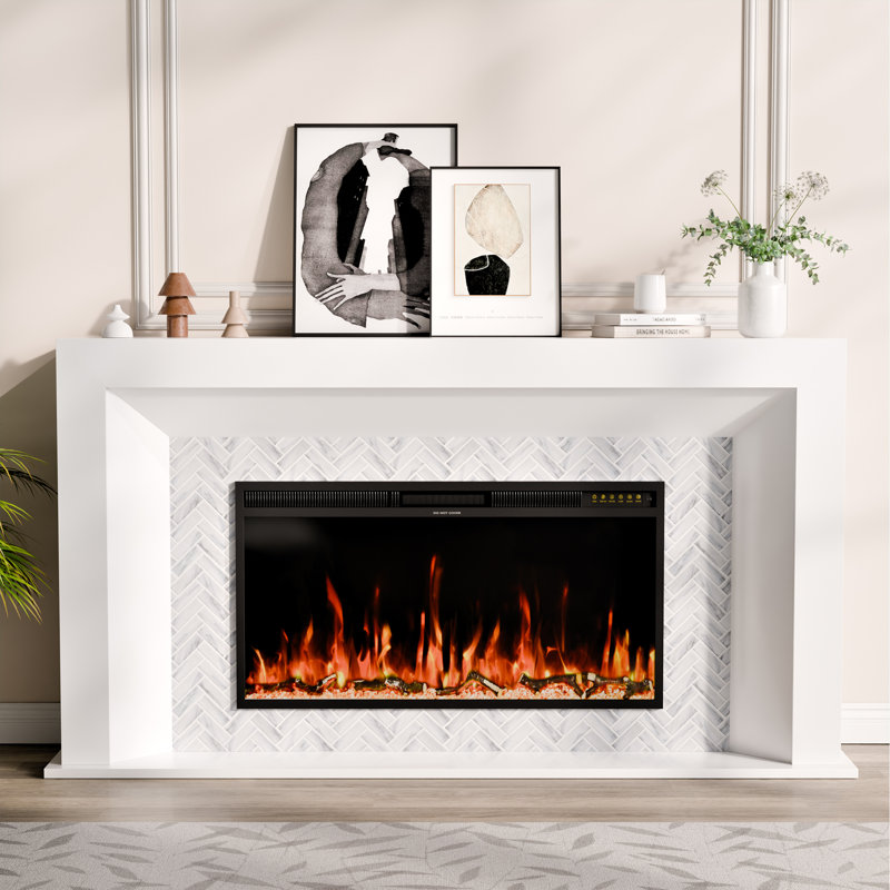 Meuble télé 65,75 "avec foyer, télécommande et protection contre la surchauffe