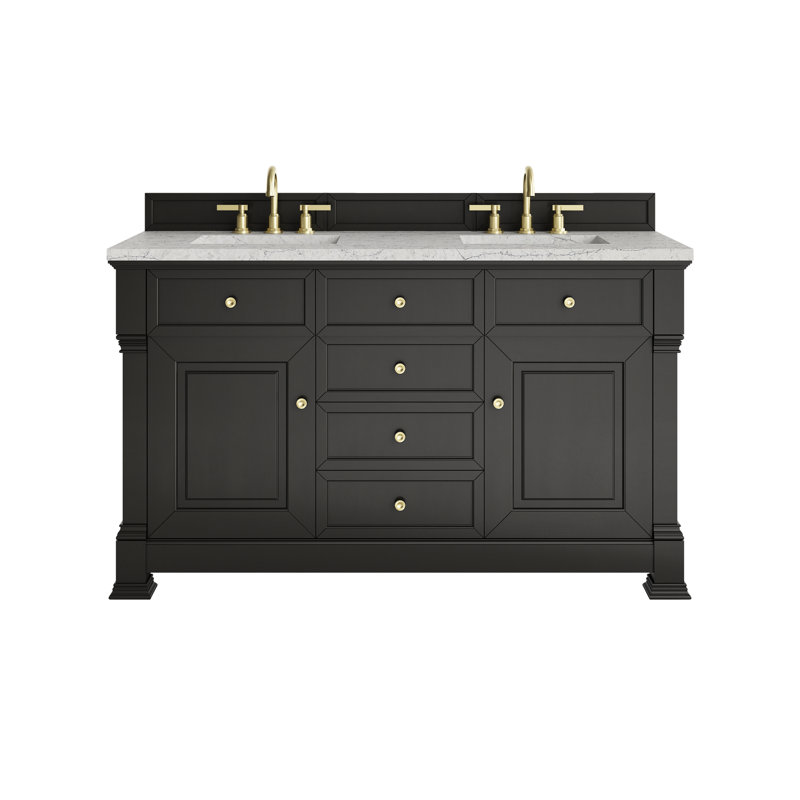 Brookfield 60'' W Double Vanity, Eternal Jasmine Pearl, Black Onyx