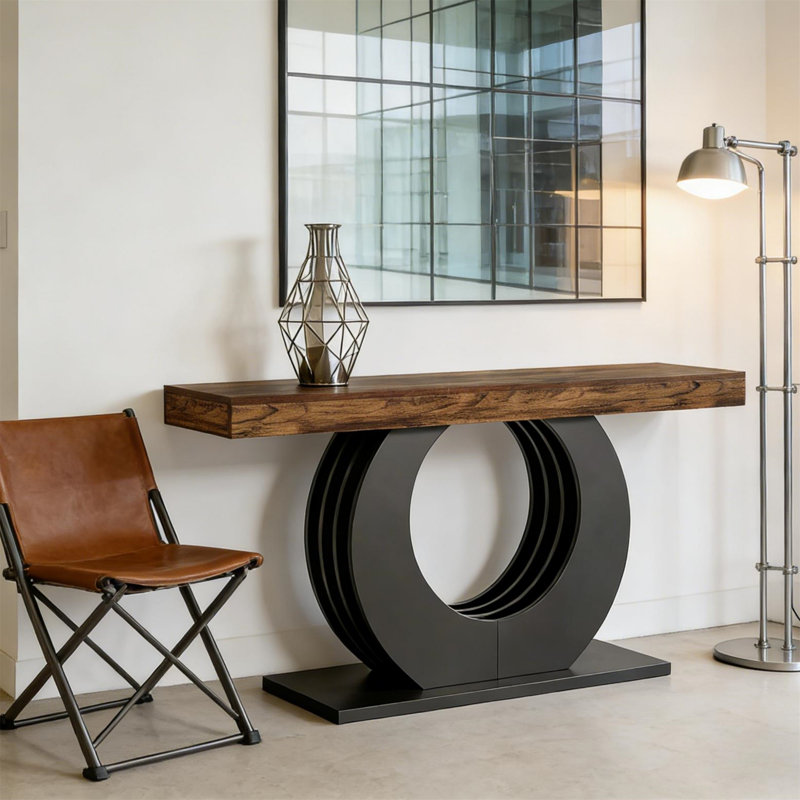 Console 63 po à grain de bois rustique