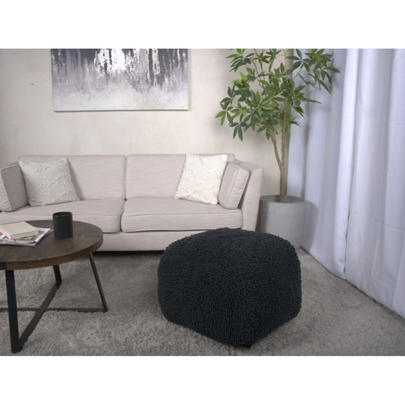 Spongy Microfiber Square Pouf, Dark Charcoal, Charcoal