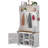 Hall Tree with Bench and Shoe Storage, 4-in-1 Farmhouse Entryway Coat Rack with 7 Coat Hooks & 7 Shoe Cubbies, Hallway Shoe Bench with Storage, 42" W x 15.7" D x 77" H, White