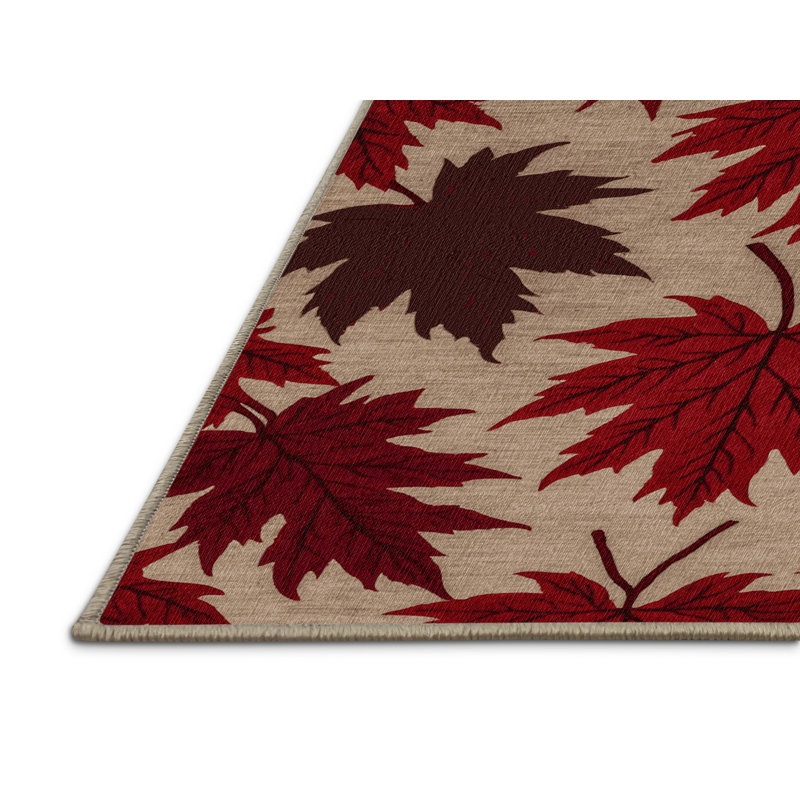 Tapis botanique brun lavable à la machine, Rectangle 4 pi x 6 pi