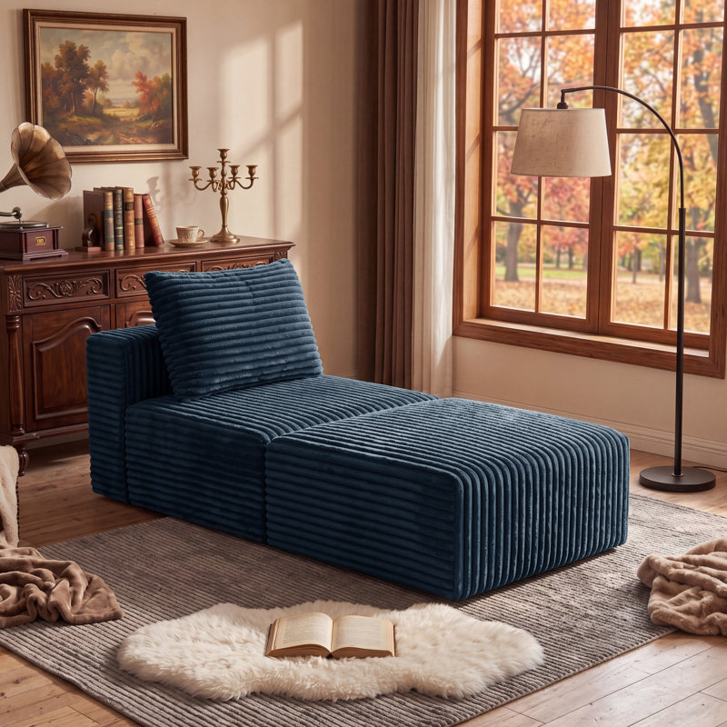 Repose-pieds Aldora 33,9 "en velours côtelé modulaire, repose-pieds à siège profond moderne pour canapé modulaire convertible et salon