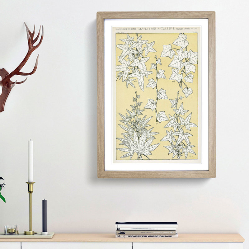 Leaves from Nature No. 3 by Owen Jones - Picture Frame Painting Print, 48cm H x 36cm W x 2cm D, Oak Framed