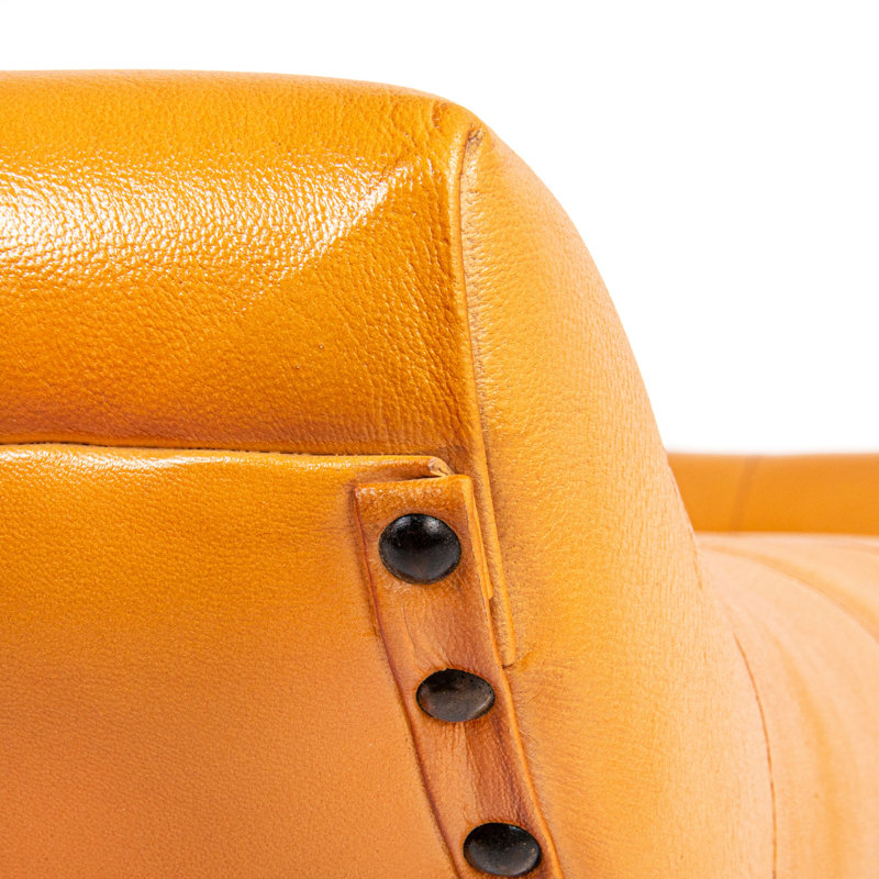 Wood and Goat Leather Bench