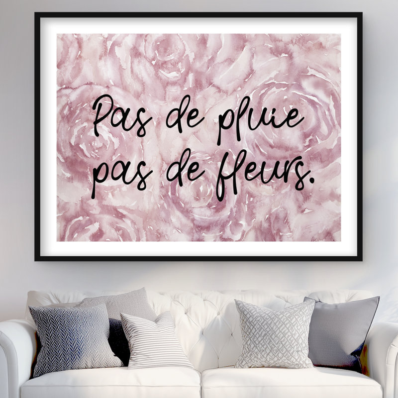 Pas de pluie pas de fleurs | Motif décoratif de bureau, H 48 po x l 36 po, Noir