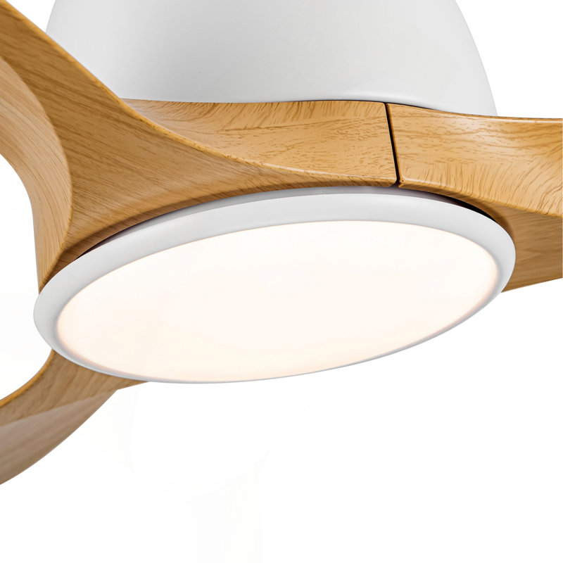 Ventilateur de plafond d'intérieur 52 pouces avec DEL intégrées - blanc mat avec pales à grain de bois brun antique, Naturel
