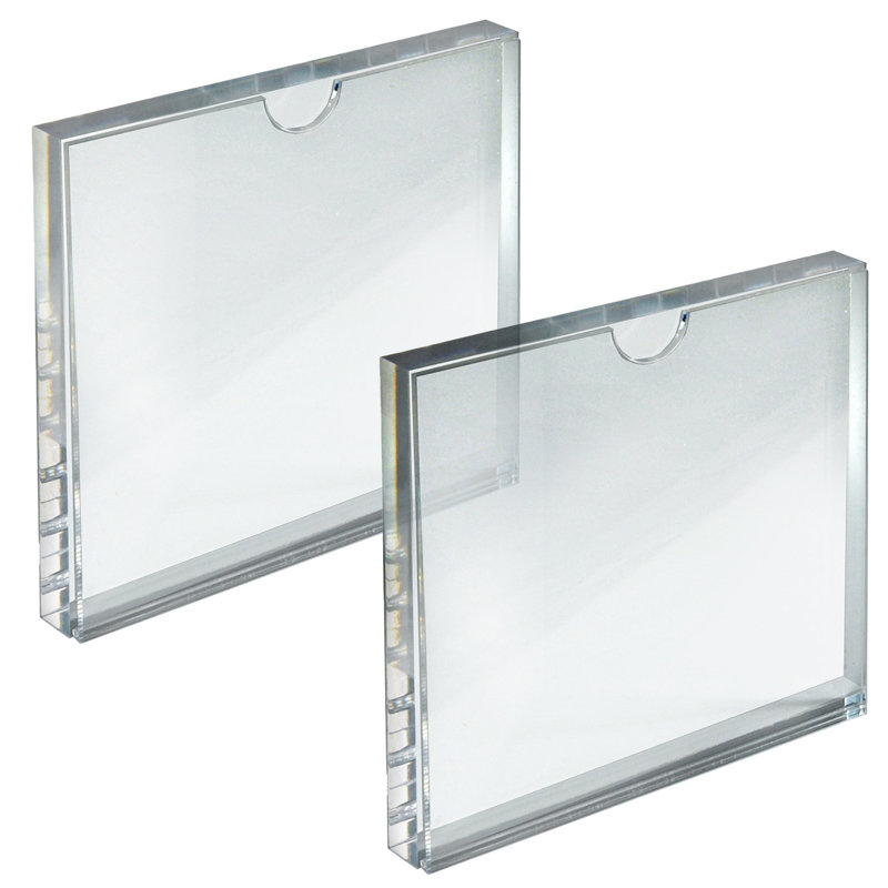 Clear Acrylic 4" x 4" Block Sign Holder Frame, 2-Pack