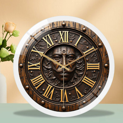 Horloge murale rétro en bois avec chiffres romains - horloge murale moderne en verre 12 po