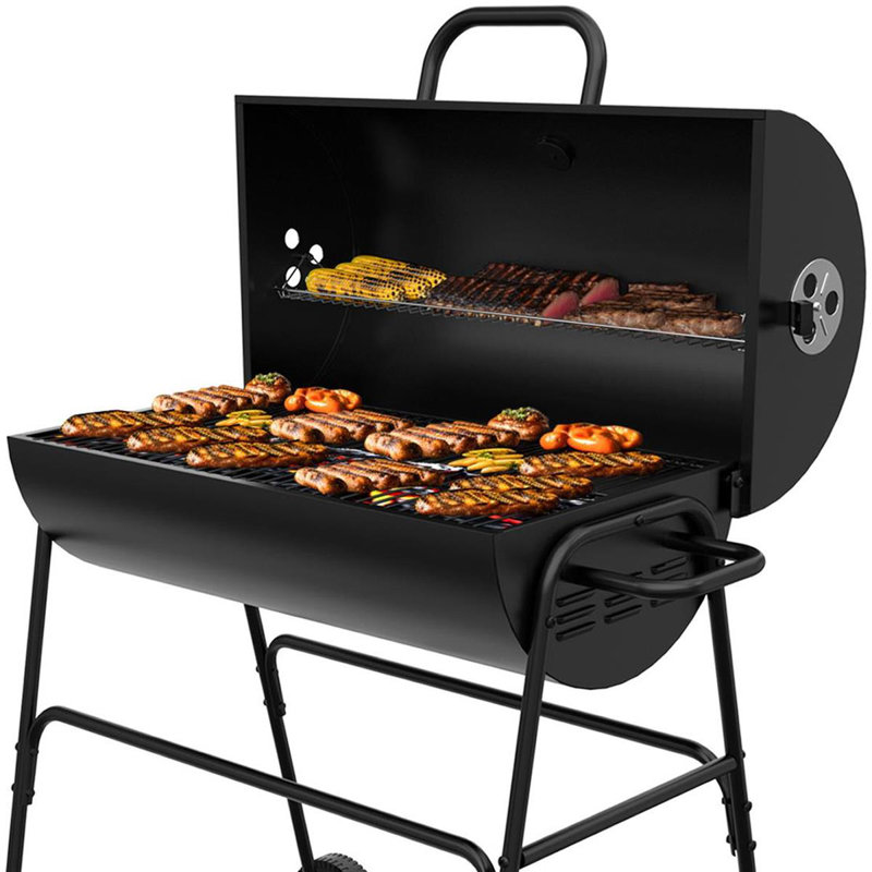 House Of Home BBQ 95cm W Barrel Charcoal Grill