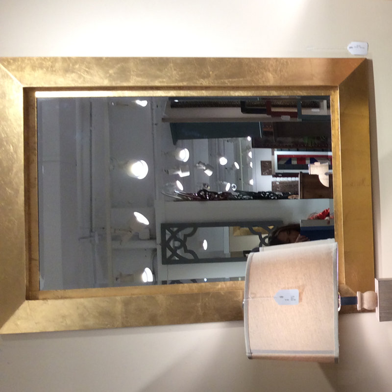 Lovelace Wood Flat Wall Mirror, Gold