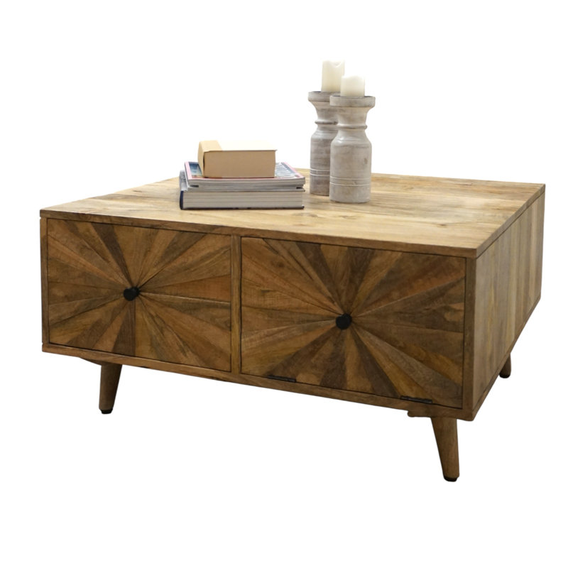 Hand-crafted Sunburst Coffee Table With Storage