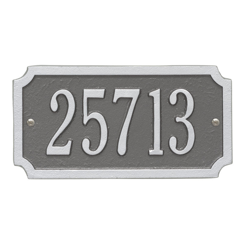 Plaque d'adresse murale sur 1 ligne, Argent / étain, Oui