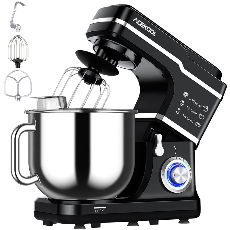 NANAN 10 Speed 7.5 Quarts Stand Mixer, Black