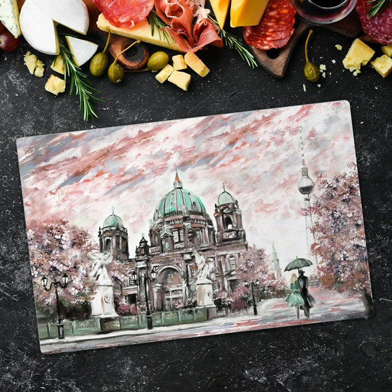 Dissay Tempered Glass Church Chopping Board, 52cm x 60cm
