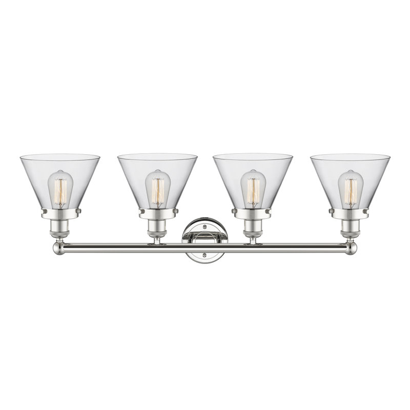 Éclairage de salle de bain à intensité variable 4 lumières Thorgard, Transparent, Nickel poli