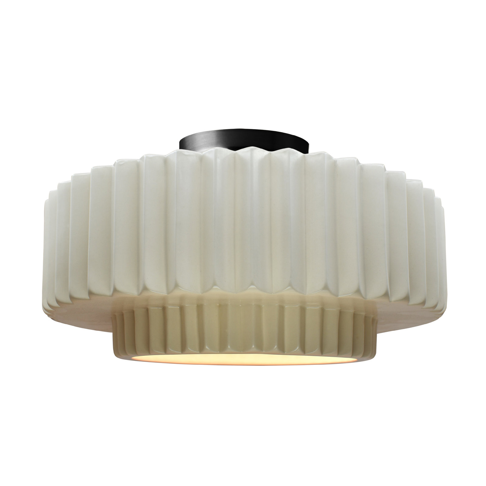 Single Light Ceramic LED Semi Flush Mount, 8" H x 16.5" W x 16.5" D, Matte White, Matte Black