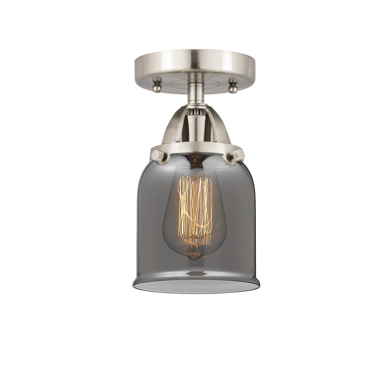 Glass Semi Flush Mount, 9.25" H x 5" W x 5" D, Plated Smoke, Brushed Satin Nickel