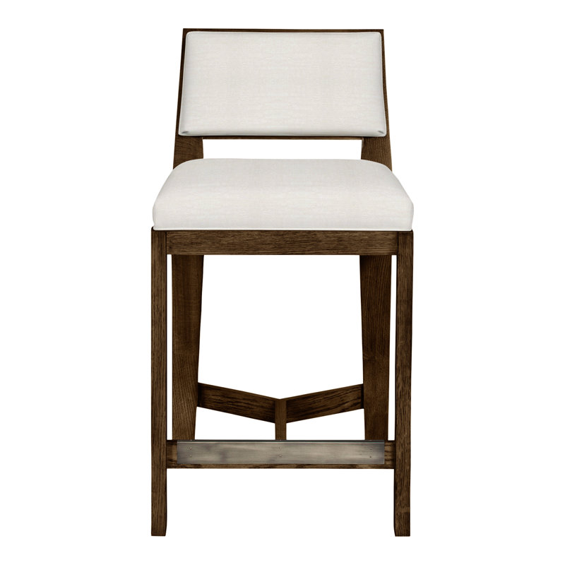 Scoville By Thom Filicia Upholstered Counter Stool with Solid Wood Frame, La Havane, Parchemin Nadia