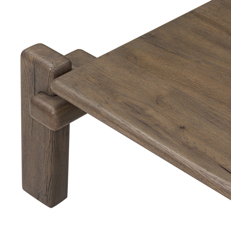 Marcia Solid Wood Coffee Table, 14" H x 54.25" L x 50" W, Grey Reclaimed French Oak