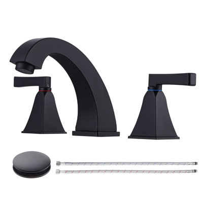 Widespread Bathroom Faucet with Drain Assembly