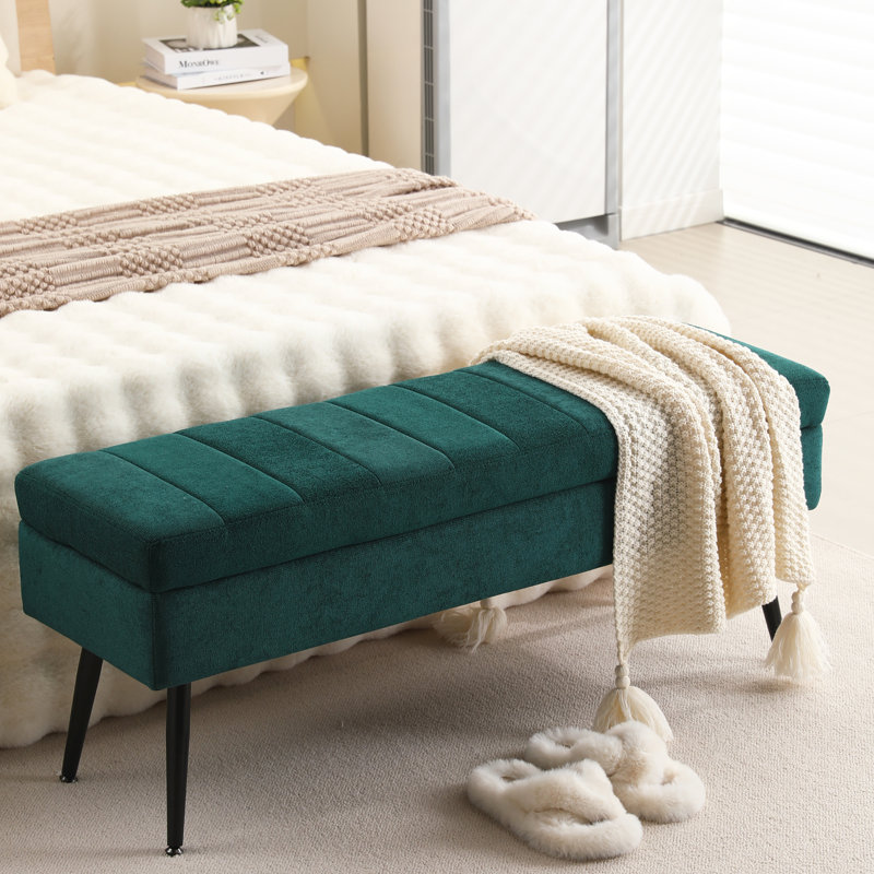 Vondale Upholstered Storage Bench, Emerald
