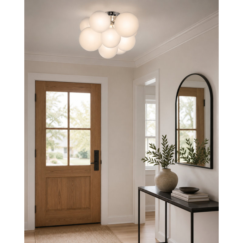 Clarksdale 120W Opal White Flush Mount, Chrome