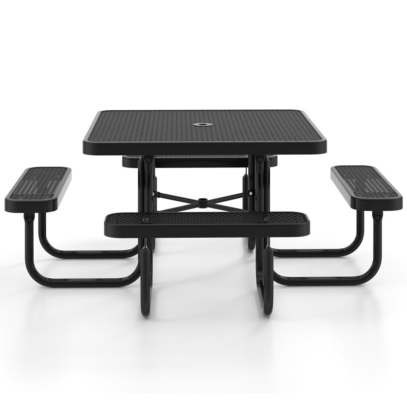 Banc de pique-nique en métal pour 6 personnes