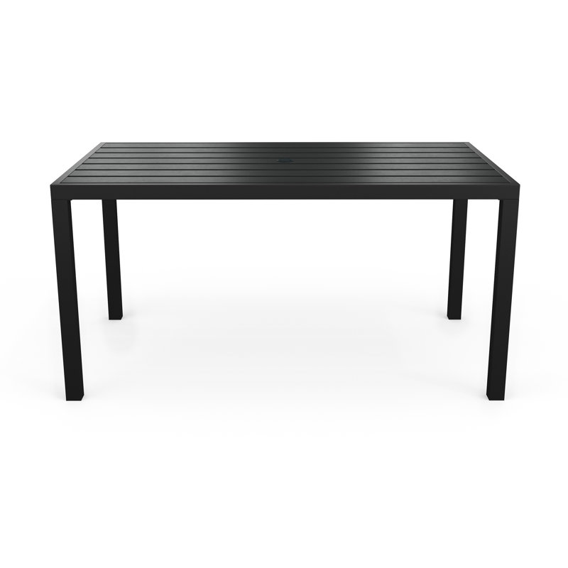 Martha Stewart Lily Pond 60" All-Weather Steel Frame Patio Table With Slatted Top And Umbrella Hole