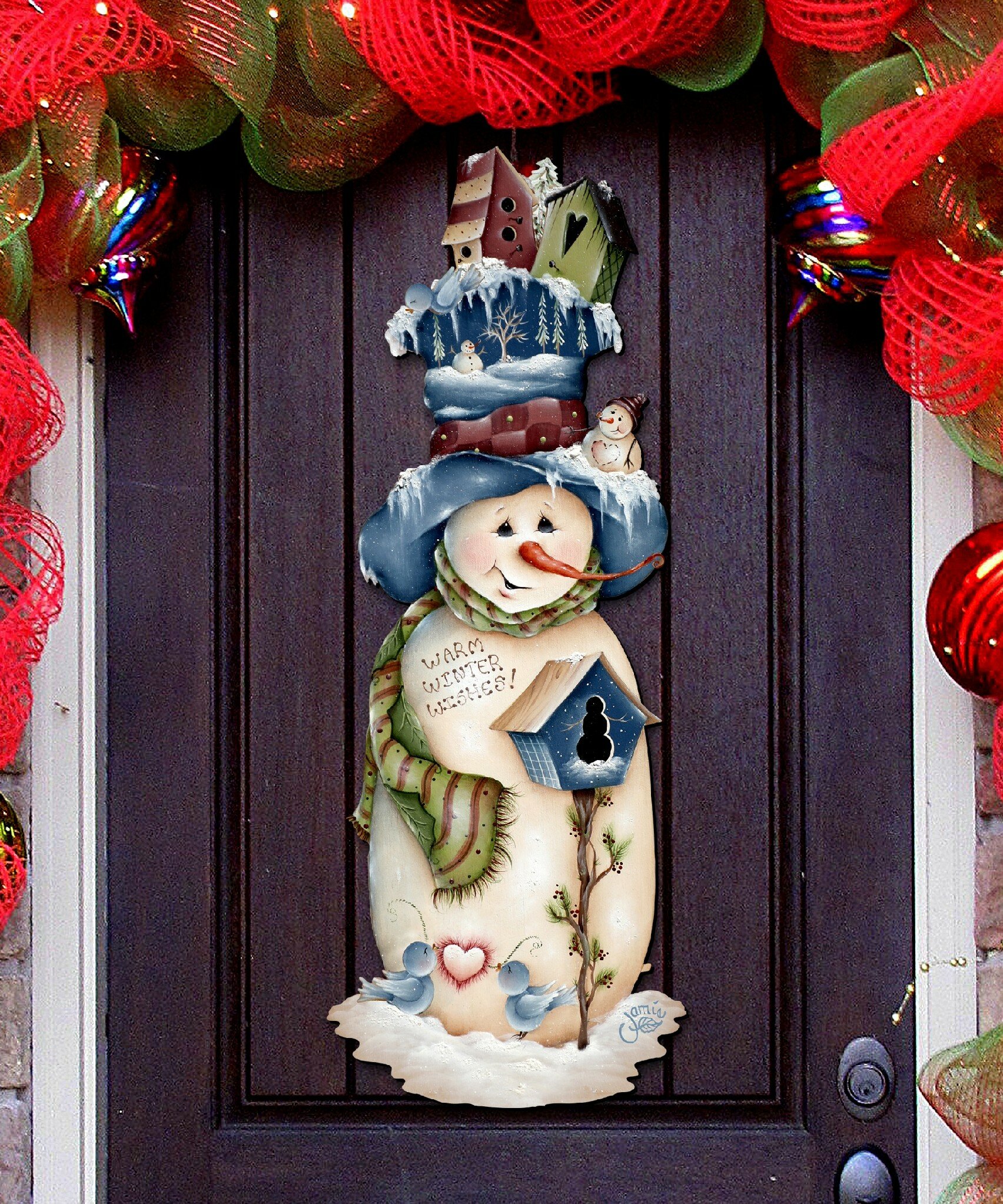 The Holiday Aisle® Christmas Decor Snowman Wooden Door Hanger By