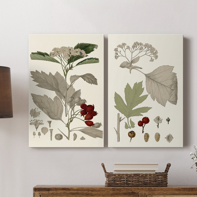 Feuilles et baies I - Toile tendue avec châssis de qualité supérieure - Prêt à être accroché, H 60 po x l 80 po