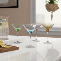 Ivy Bronx Handmade Bright Confetti Handblown Recycled Glass Martini Glasses (Pair) (Set of 2) Ivy Bronx